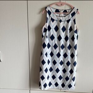 Talbots Navy and White Patterned Dress